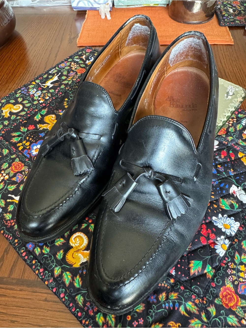 Allen Edmonds Loafers 10 D Black Leather Grayson Tassel Slip On Dress Shoes #1A